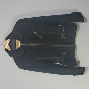 Lloyd Elliot's country club jacket women's size small black Leather Type zipper